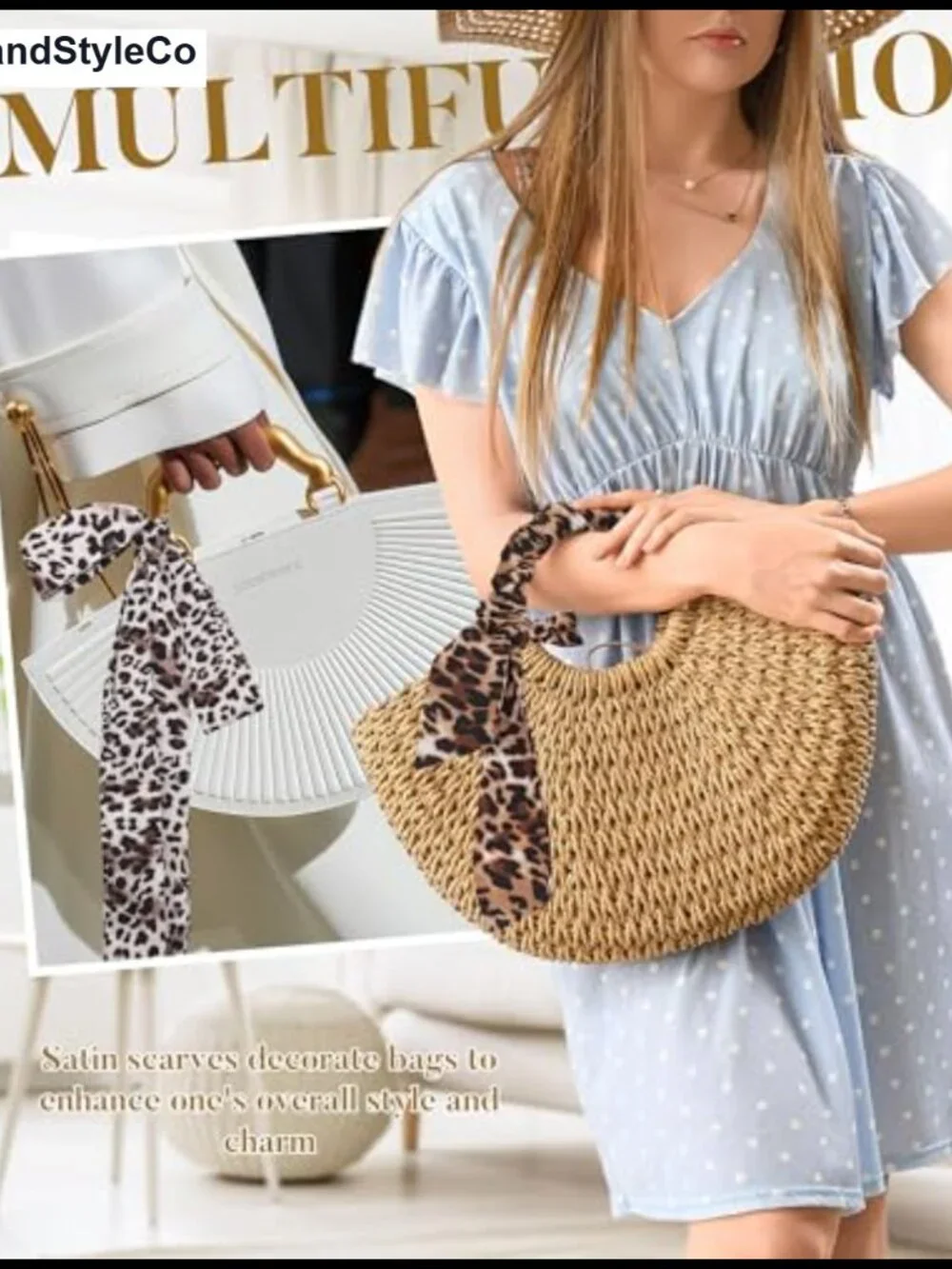 3 Pack Leopard Fashion Scarf Long Skinny Satin Headband Neck Scarf for Women